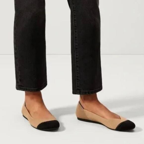 Rothy's Shoes - Rothy's Camel Captoe Ballet Flat US 6.5 Brown Black Knit Sustainable Preppy